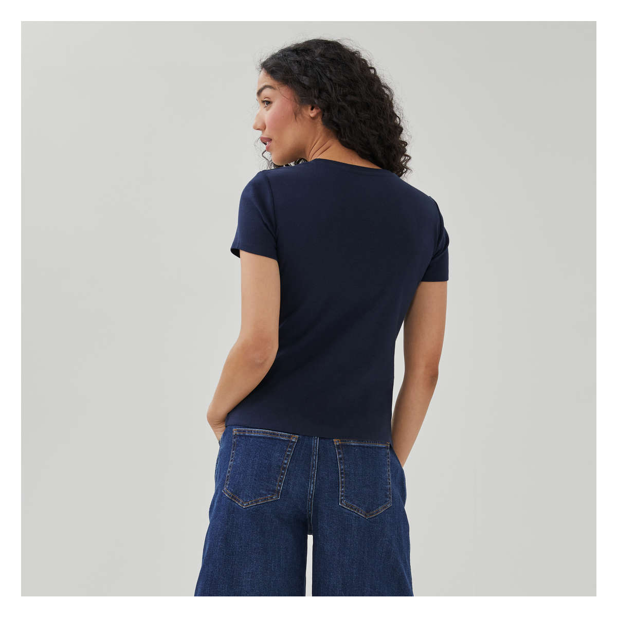 Organic Cotton Crew Neck Tee in JF Midnight Blue from Joe Fresh